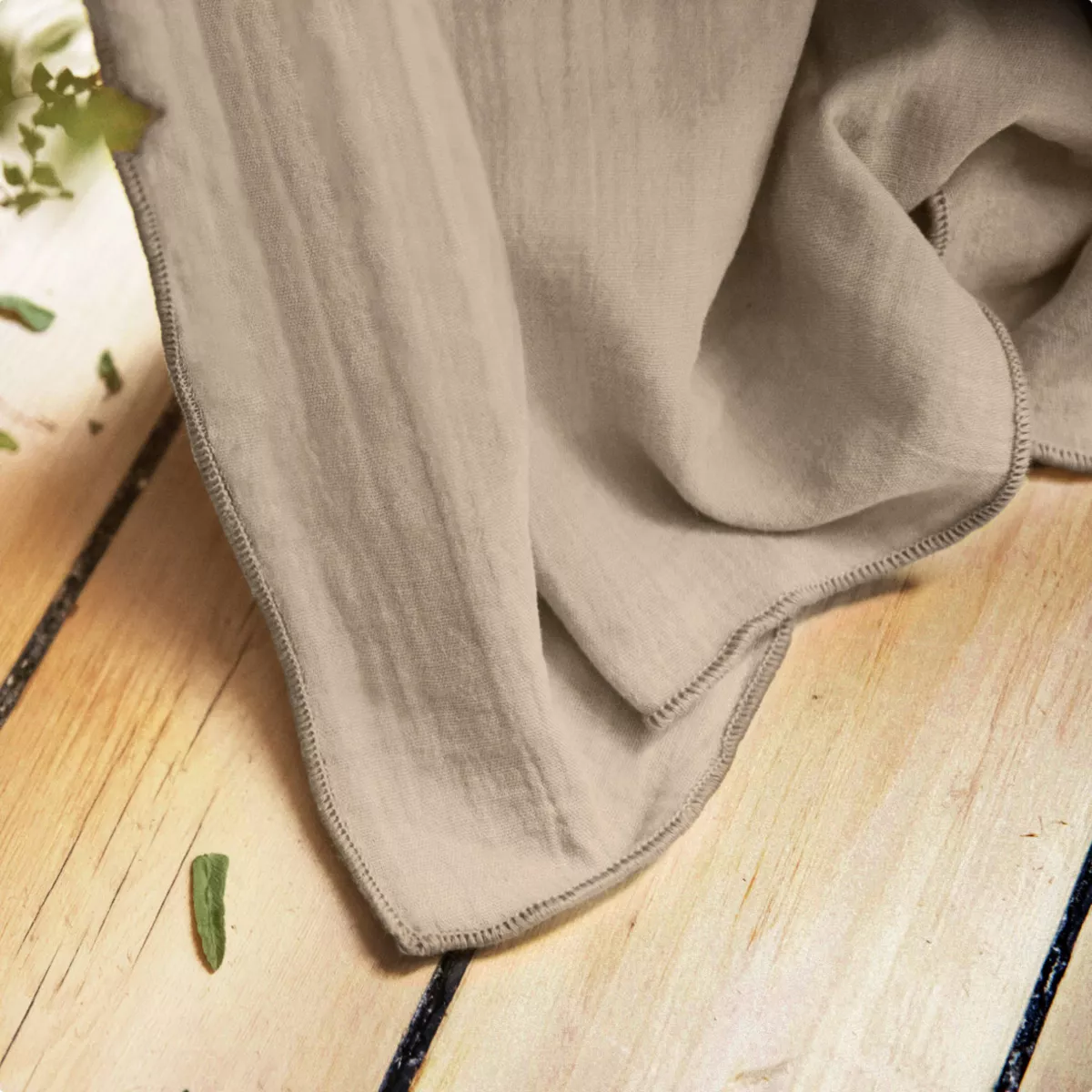 EM - Nappe rectangle 150 x 350 cm Gaze de coton unie GAìA Ficelle