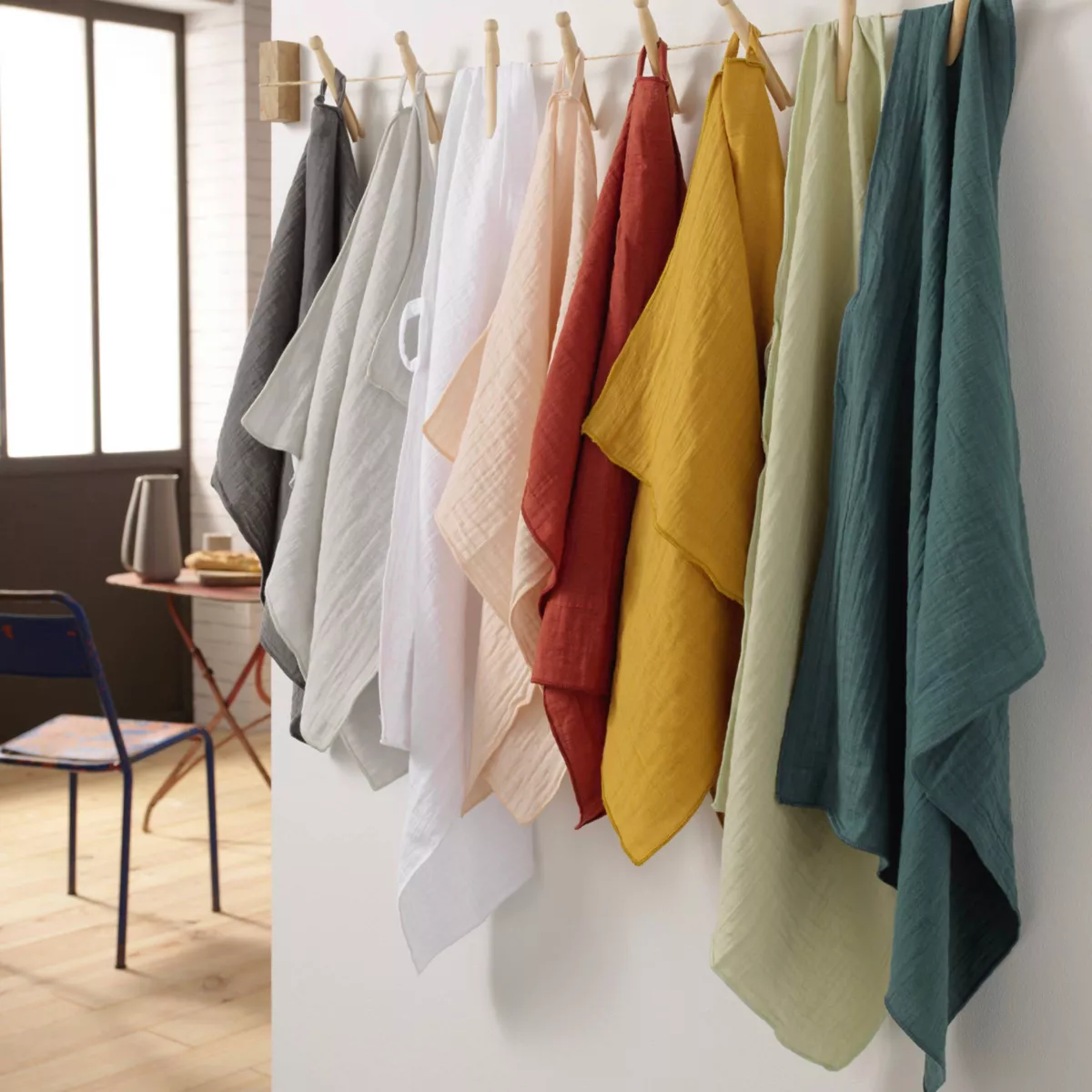 EM - Tablier serveur 45 x 80 cm Gaze de coton unie GAìA Ficelle