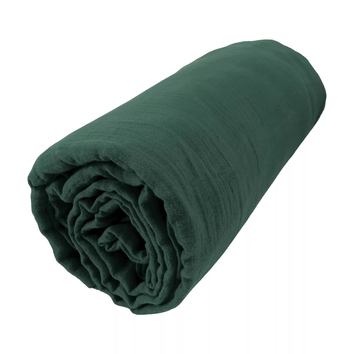 Drap housse gaze de coton (140 x 190 cm) Gaïa Vert sapin
