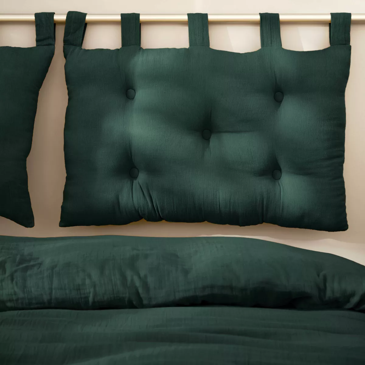 Tête de lit coussin gaze de coton (80 x 50 cm) Gaïa Vert sapin
