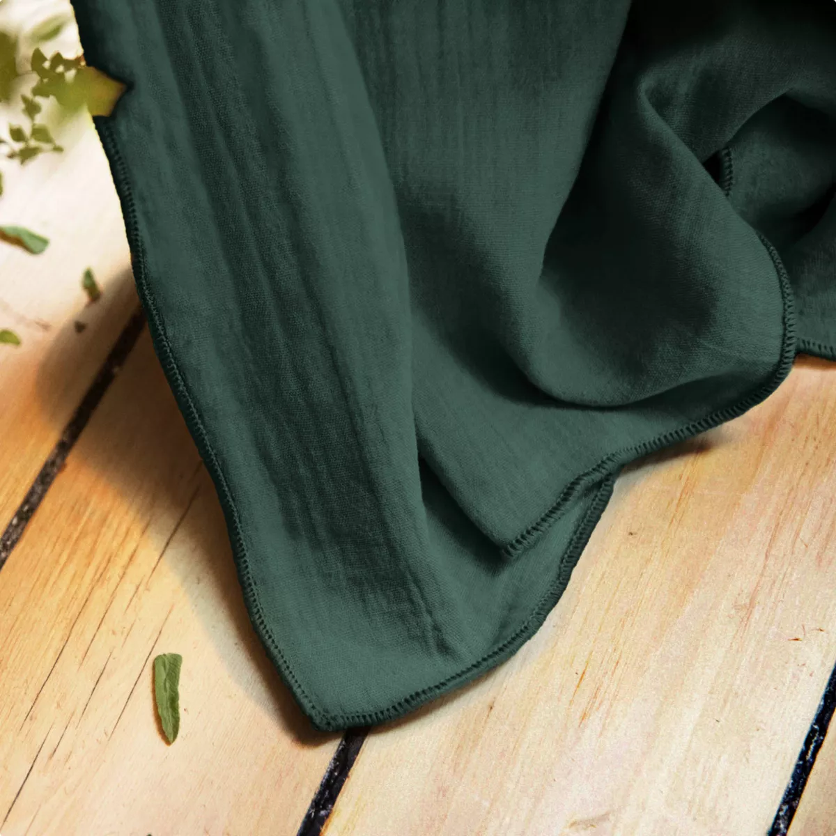 Cortina ajustable de gasa de algodón (140 x 300 cm) Gaïa Verde Pino