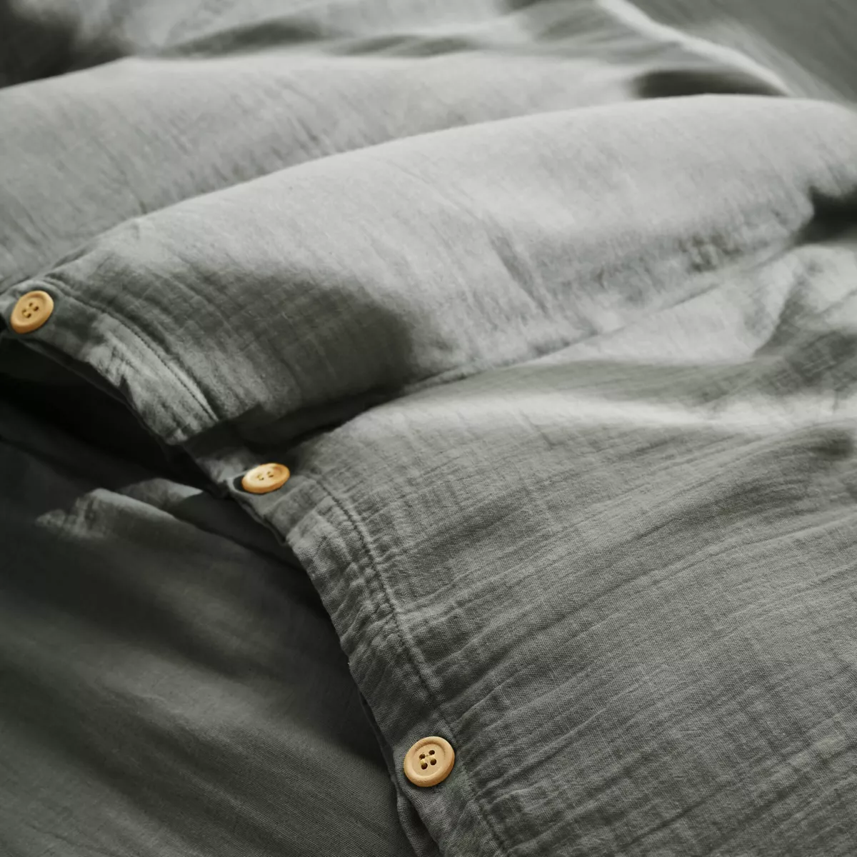 Funda Nórdica en gasa de algodón (280 cm) Gaïa Verde romero 2