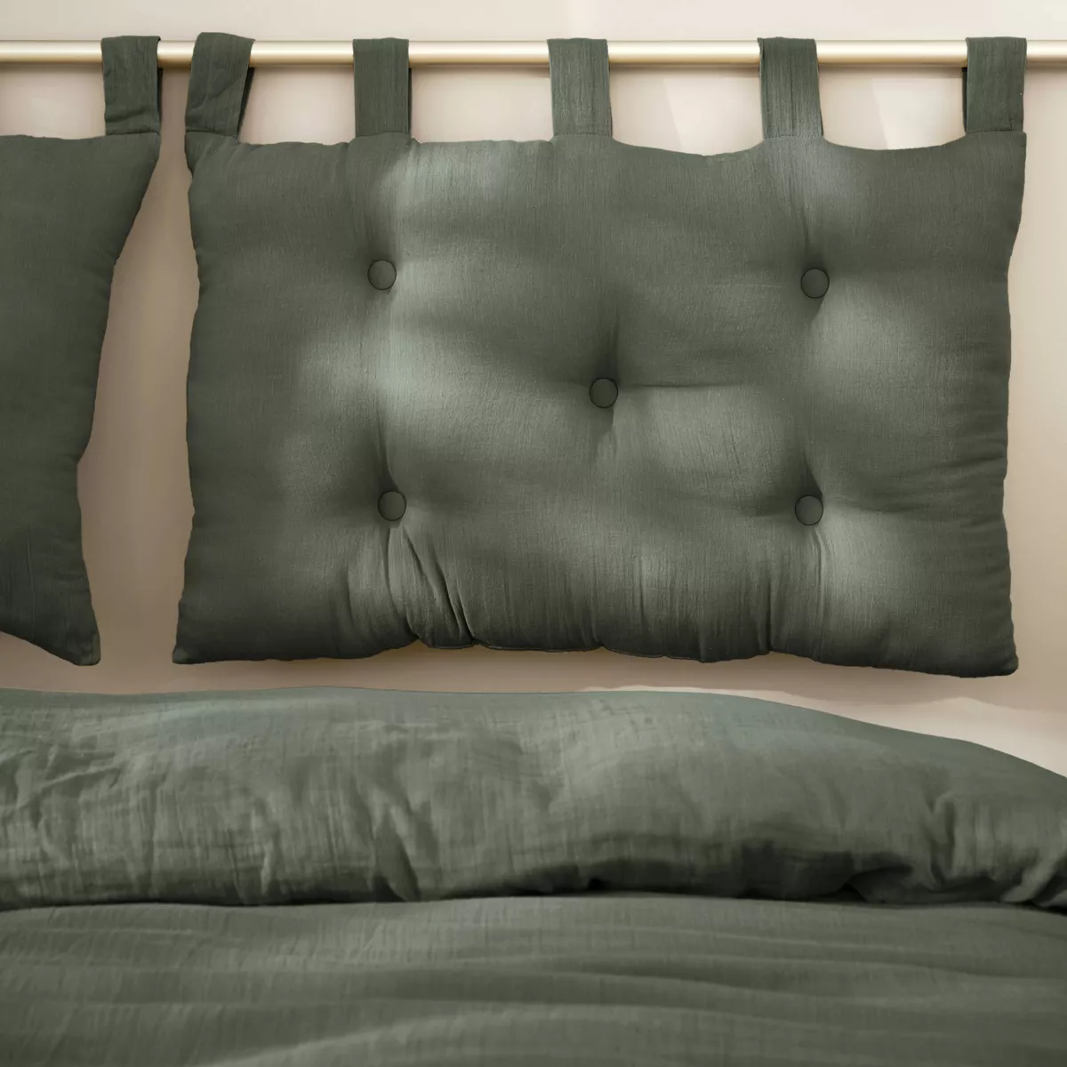 Tête de lit gaze de coton (80 cm) Gaïa Vert romarin 1