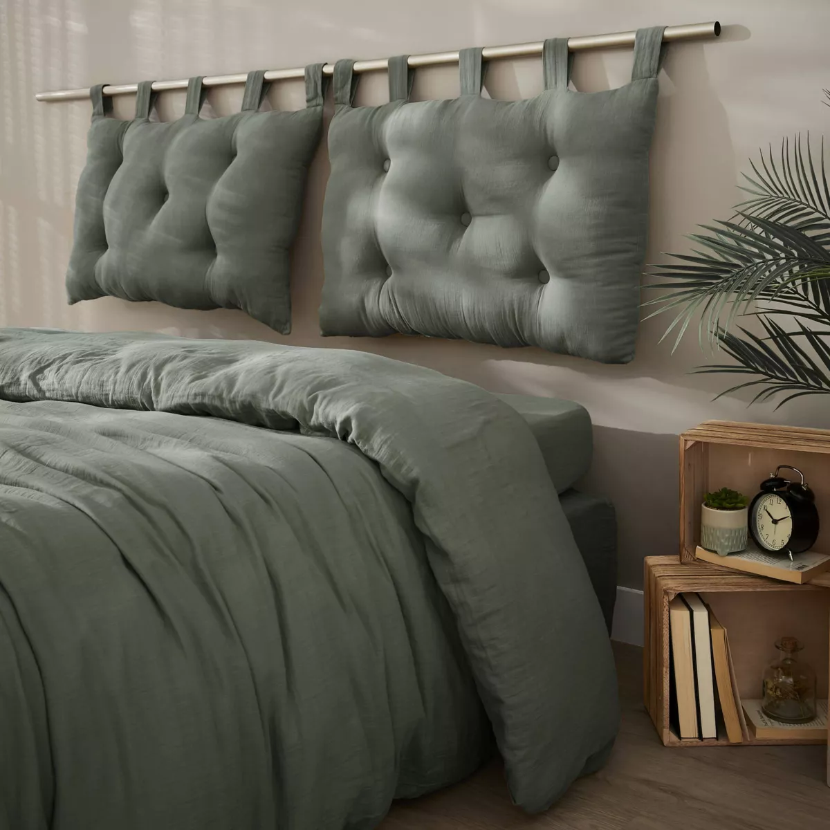 Tête de lit gaze de coton (80 cm) Gaïa Vert romarin 4