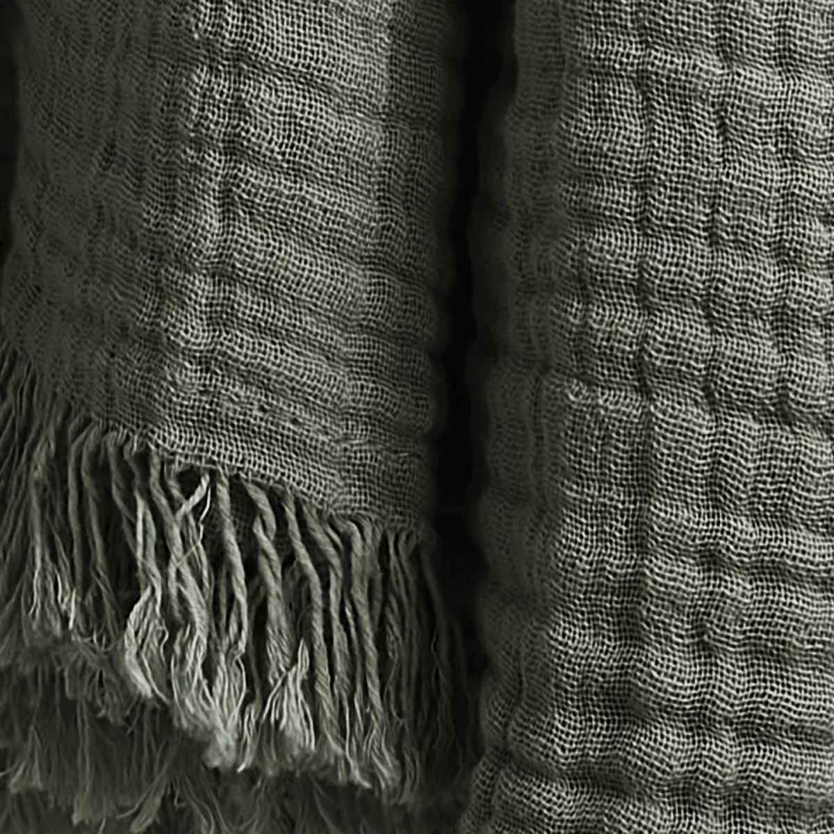 Plaid garza di cotone (220 cm) Gaïa Verde rosmarino 2