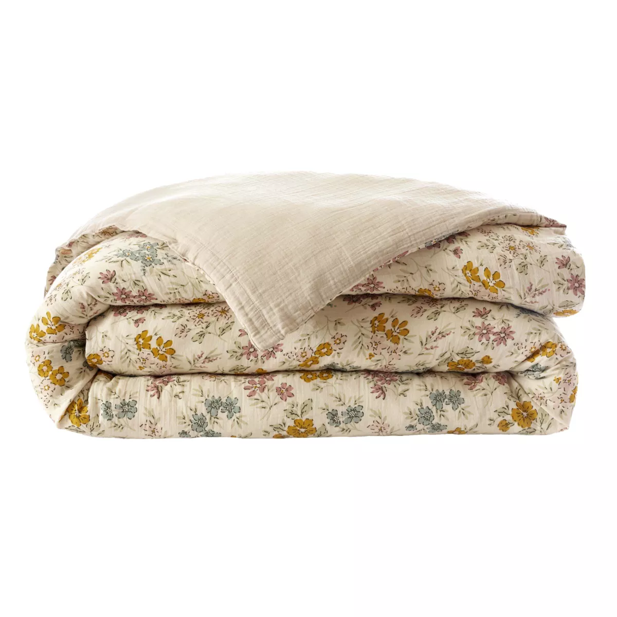 Housse de couette réversible gaze de coton (260 x 240 cm) Gaïa aquarelle Multicolore