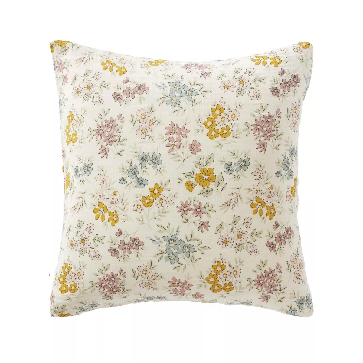 Taie d'oreiller carrée gaze de coton (60 x 60 cm) Gaïa Aquarelle Multicolore