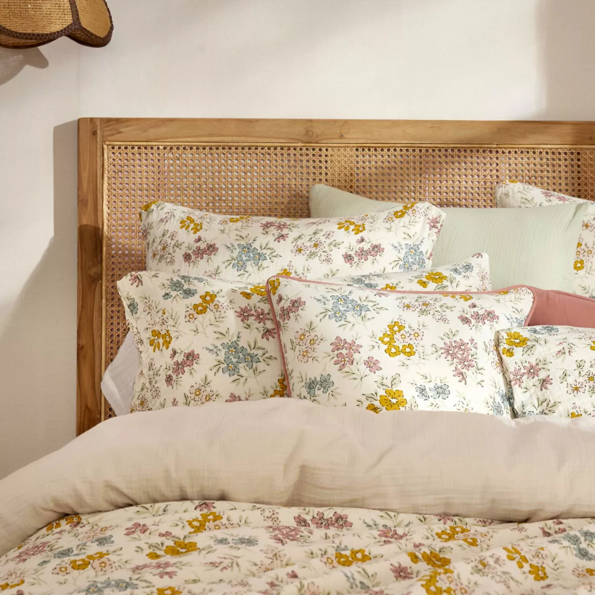 Taie d'oreiller rectangulaire gaze de coton (50 x 70 cm) Gaïa Aquarelle Multicolore