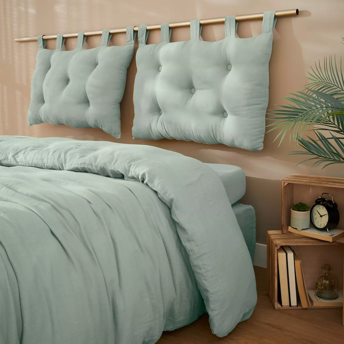 Tête de lit gaze de coton (80 x 50 cm) Gaïa Vert eucalyptus