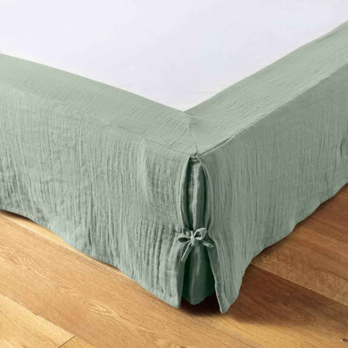 Betthusse aus Baumwoll-Gaze (160 x 200 cm) Gaïa Eukalyptusgrün