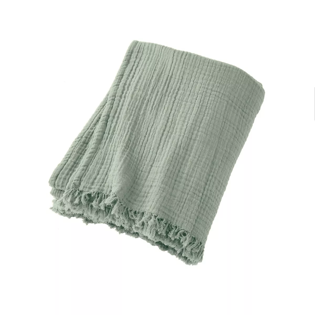 Manta de gasa de algodón (180 x 220 cm) Gaïa Verde eucalipto