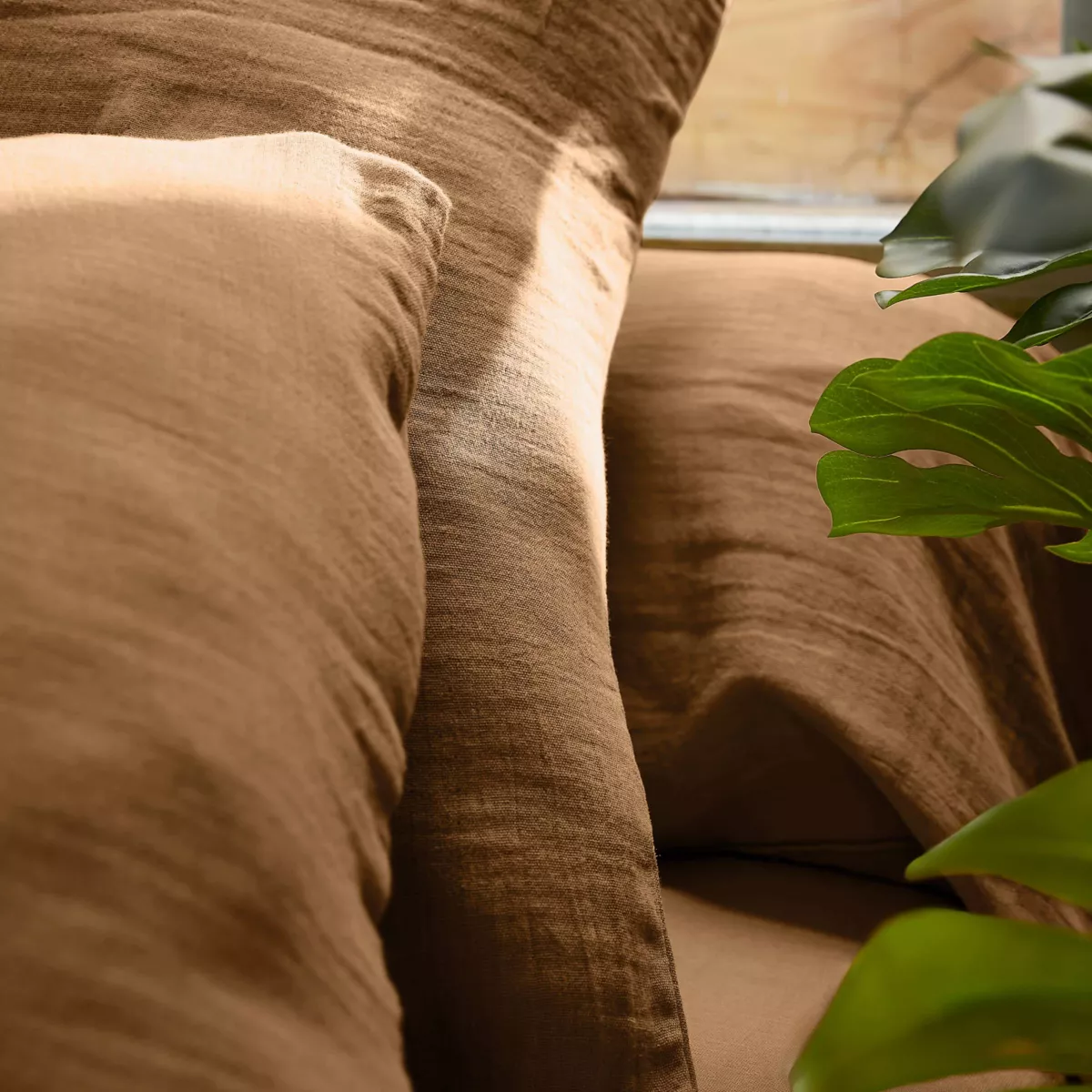 Housse de couette gaze de coton (260 cm) Gaïa Camel 3