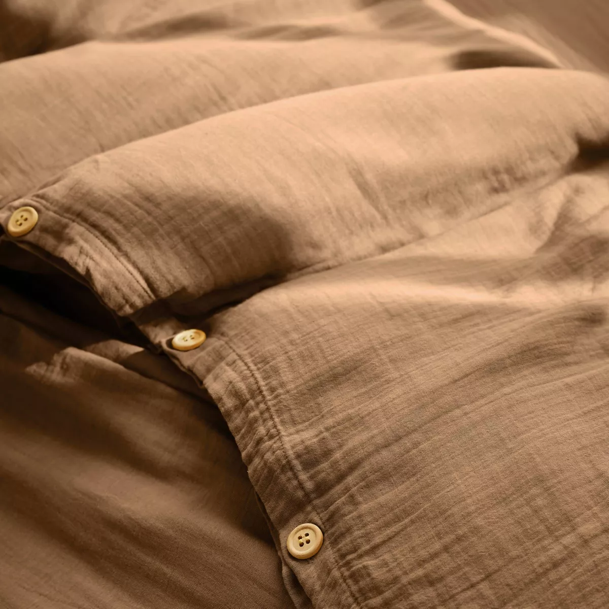 Funda Nórdica en gasa de algodón (280 cm) Gaïa Camel 2