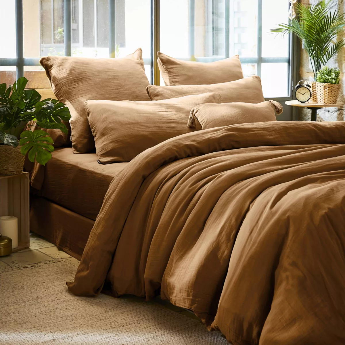 Copripiumino garza di cotone (200 cm) Gaïa Camel 1