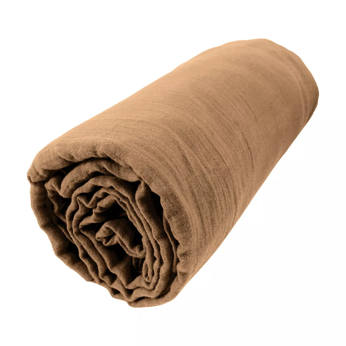 Spannbettlaken aus Baumwoll-Gaze (140 cm) Gaïa Camel 3