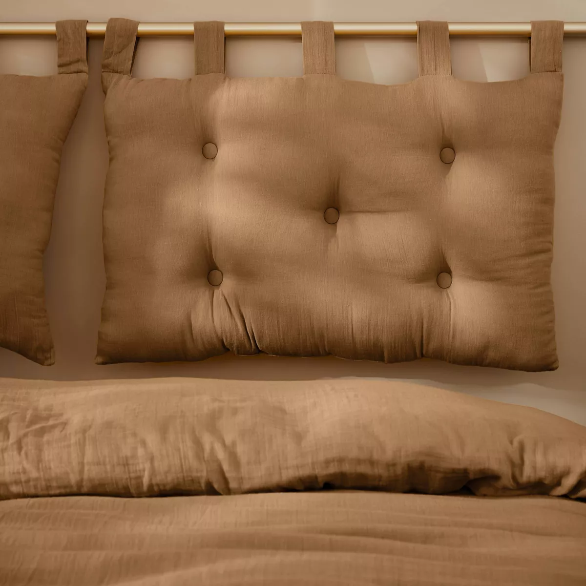 Tête de lit gaze de coton (80 cm) Gaïa Camel 1