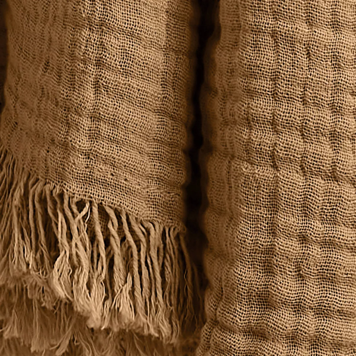 Plaid garza di cotone (160 cm) Gaïa Camel 2
