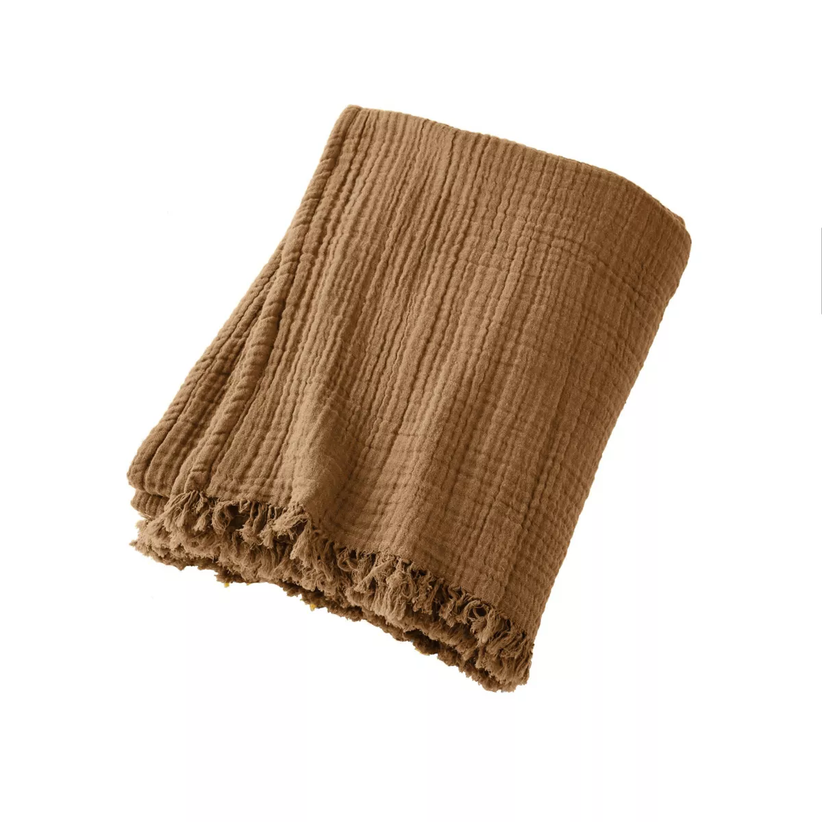 Manta en gasa de algodón (160 cm) Gaïa Camello 3