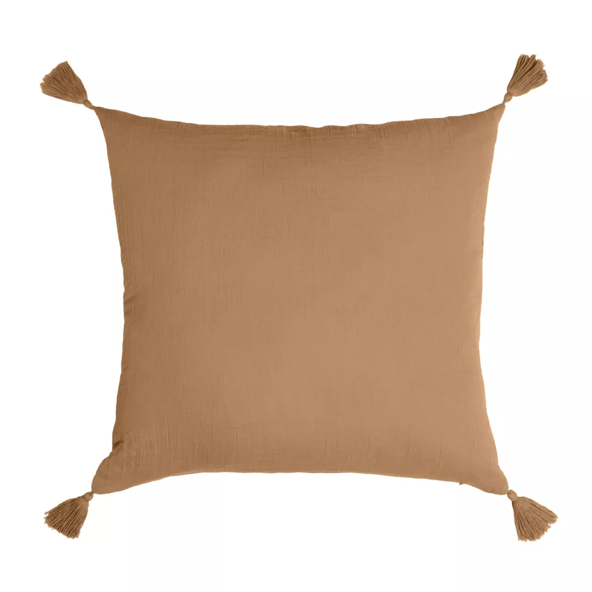 Coussin carré gaze de coton (40 cm) Gaïa Camel 3