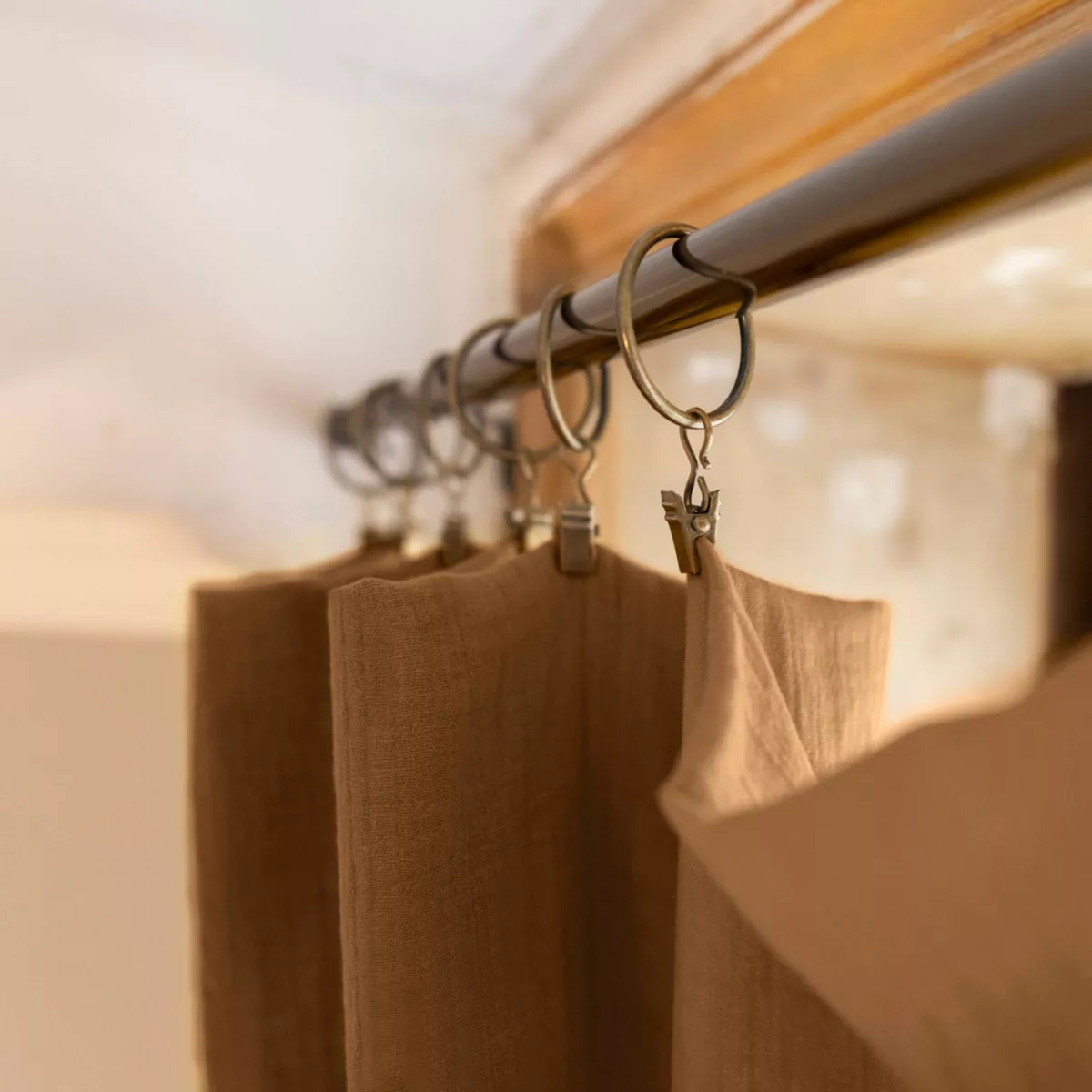 Overgordijn verstelbaar Katoengaas (280 x max 300 cm) Gaïa Camel