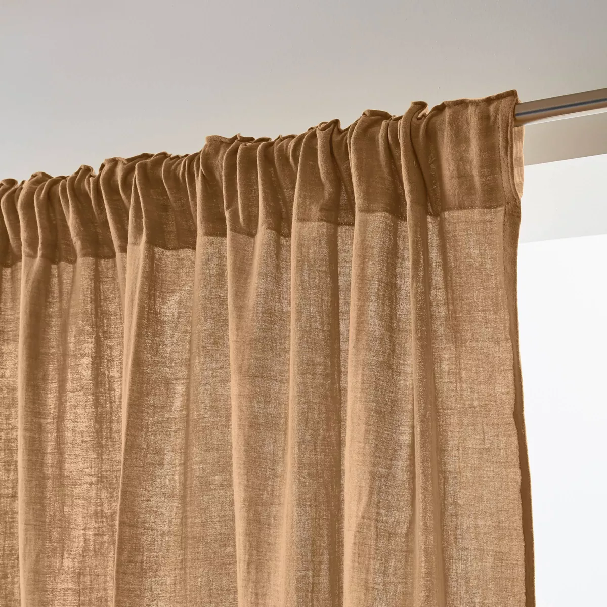 Tenda in  garza di cotone a passanti nascosti (140 x 240 cm) Gaïa Camel