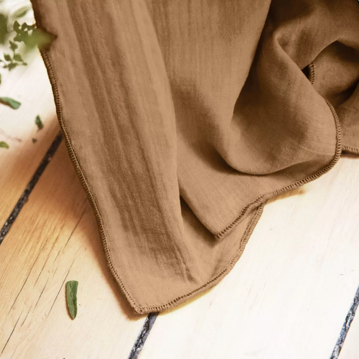 Cortina en gasa de algodón ajustable (140 x max 300 cm) Gaïa Camel 6