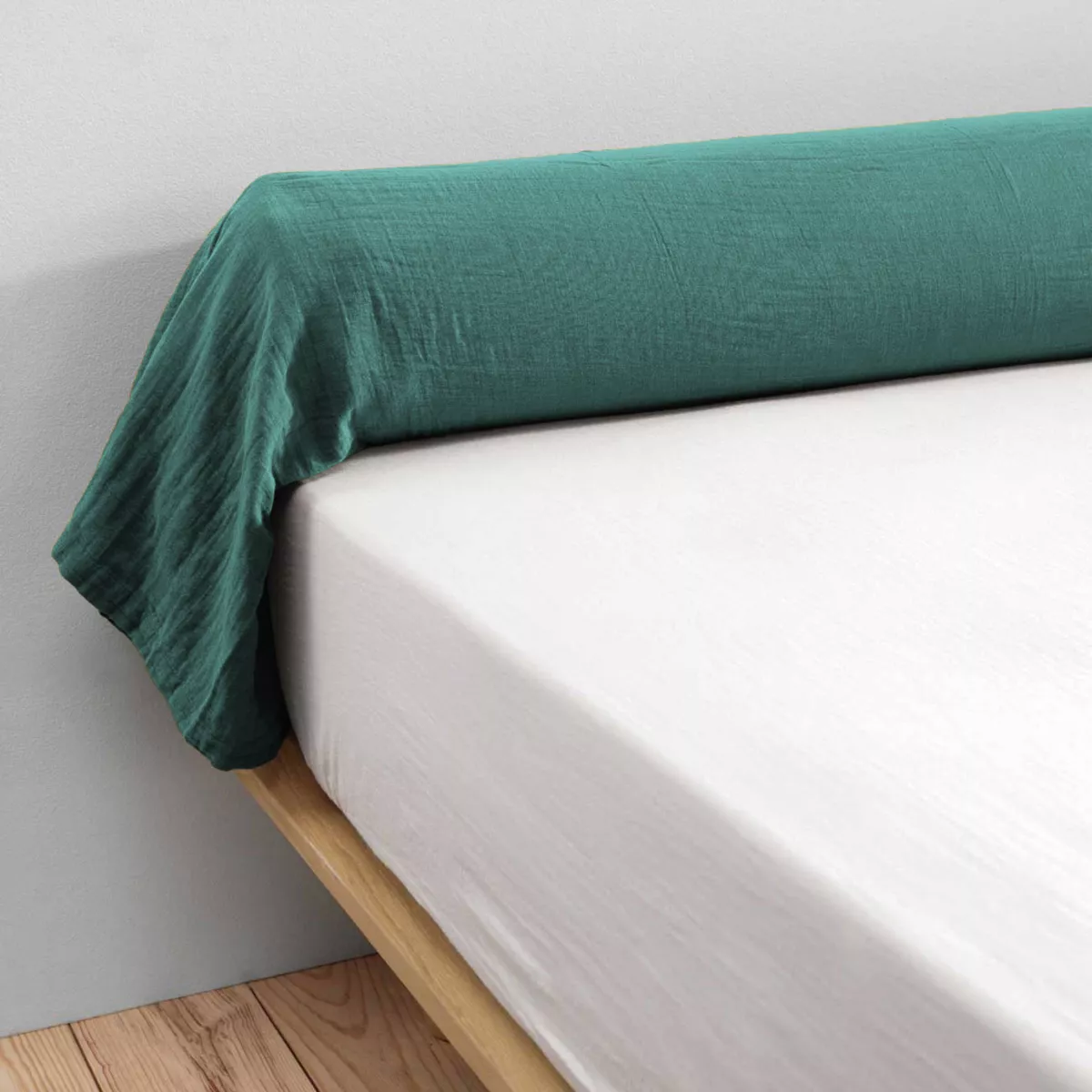 Federa cuscino a rullo garza di cotone (L185 cm) Gaïa Blu anatra 3