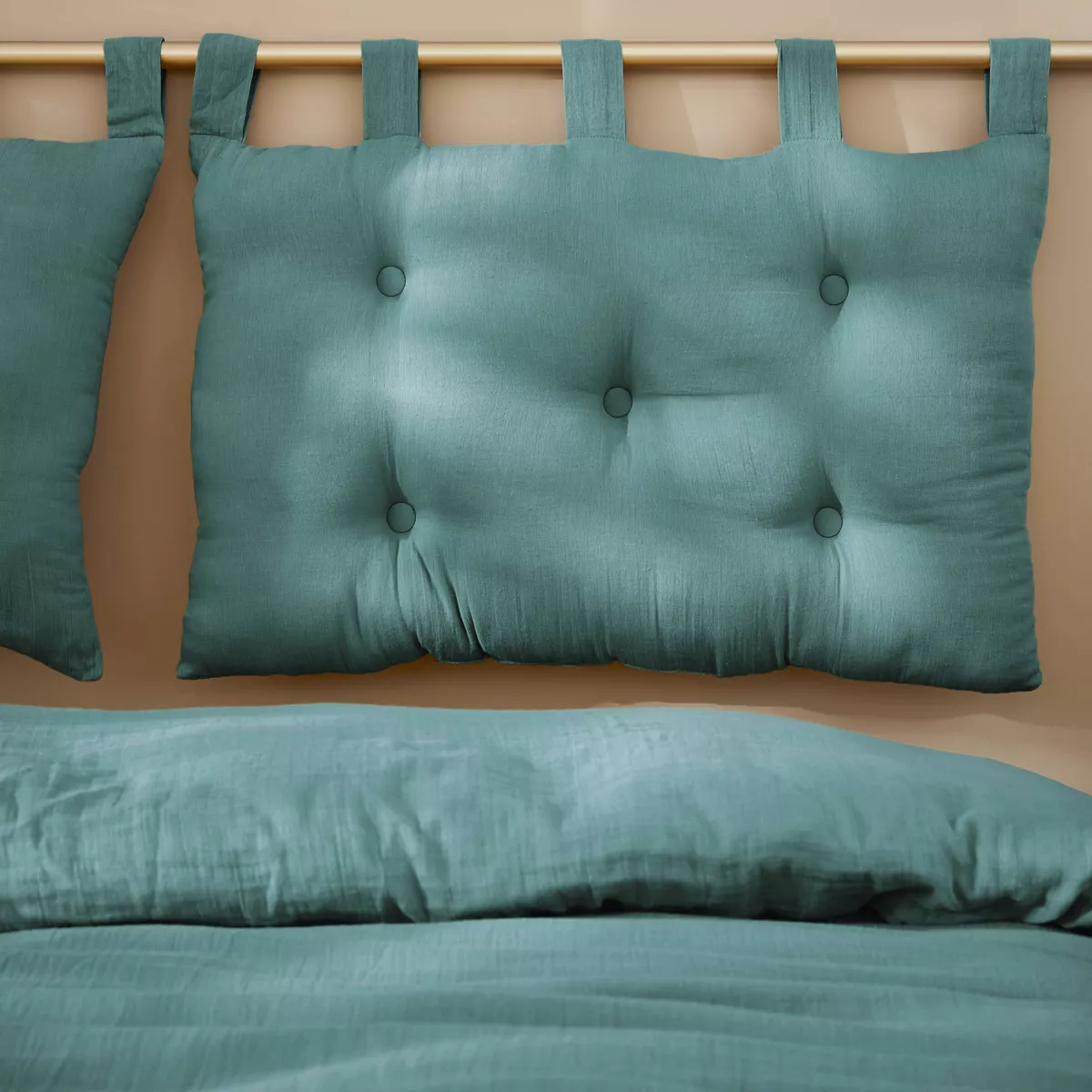 Testata letto garza di cotone (80 cm) Gaïa Blu anatra 1