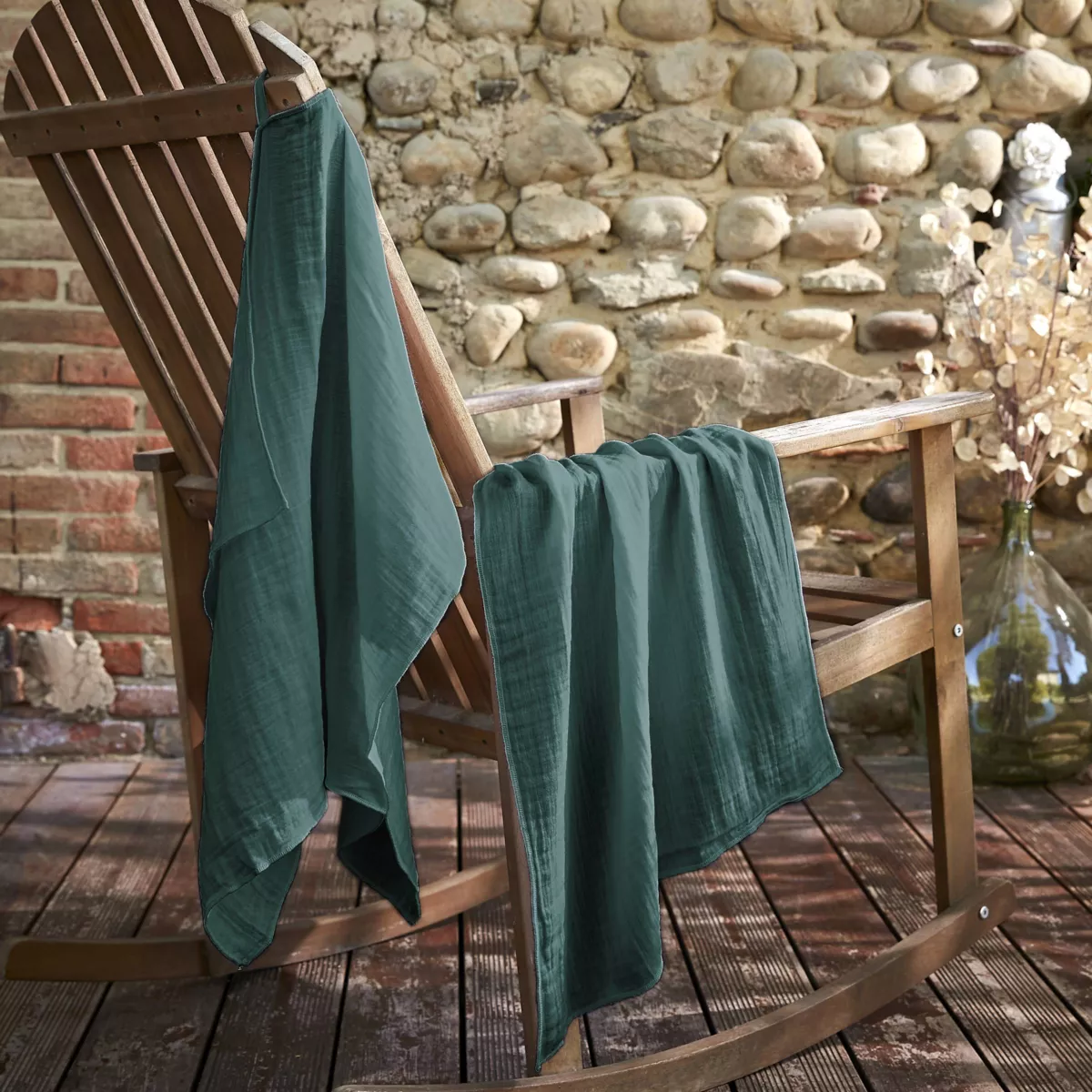 Set van 2 handdoekjes katoengaas (70 cm) Gaïa Eendblauw 1