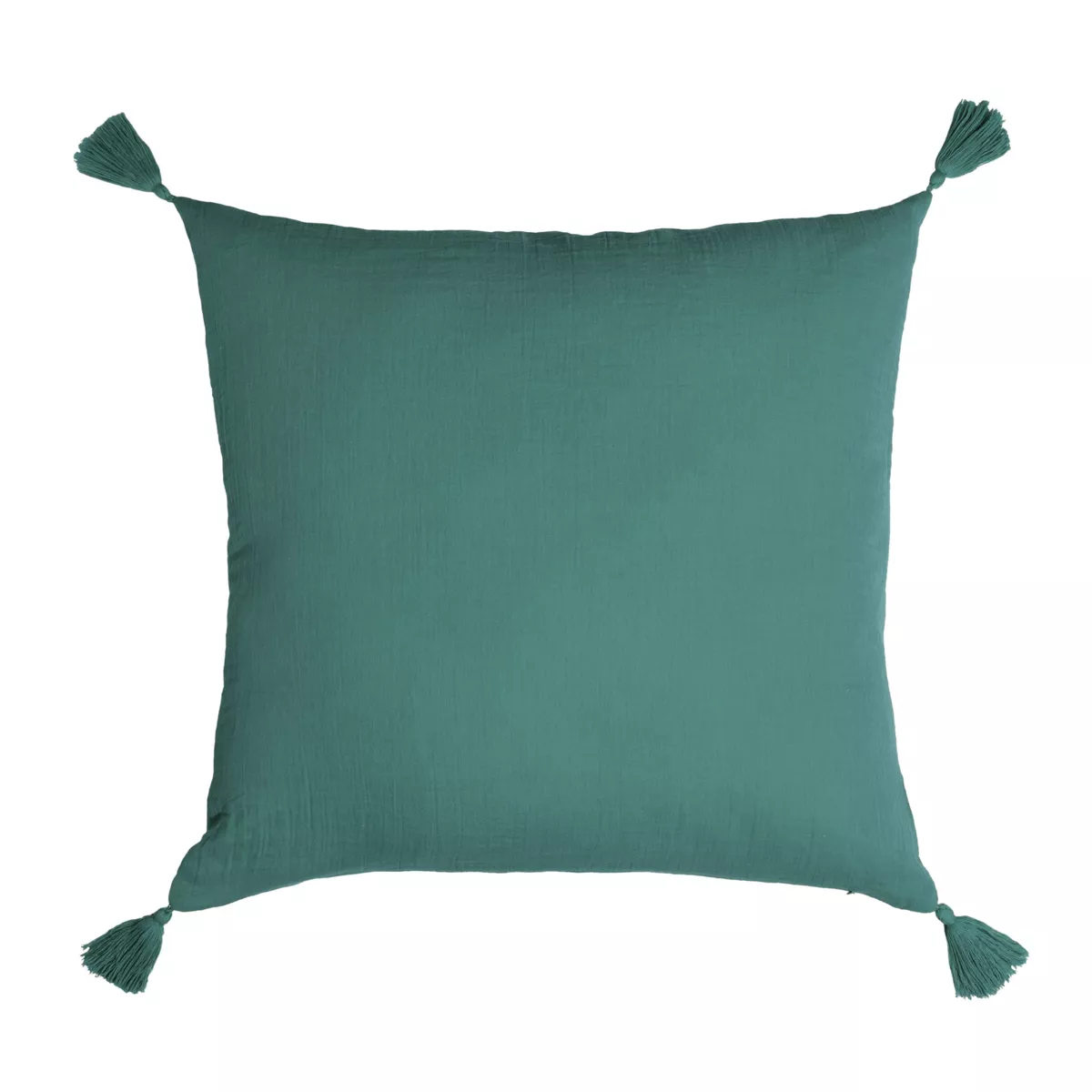 Coussin carré gaze de coton (40 cm) Gaïa Bleu canard 3