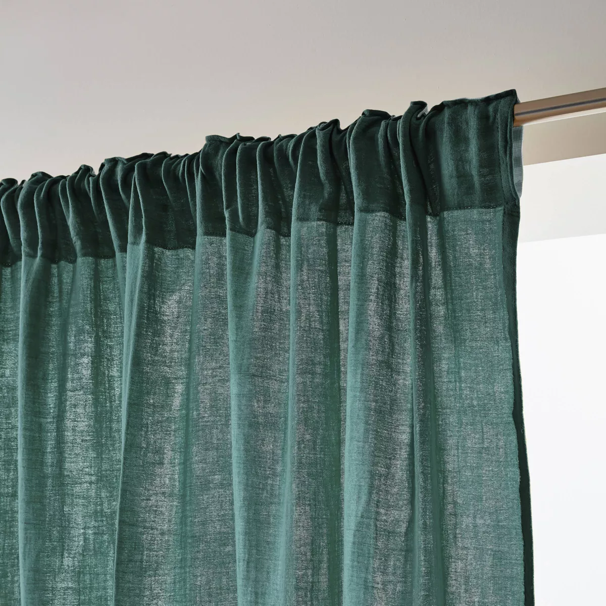 Vorhang mit Kräuselband Baumwoll-Gaze (180 x 240 cm) Gaïa Petrolblau