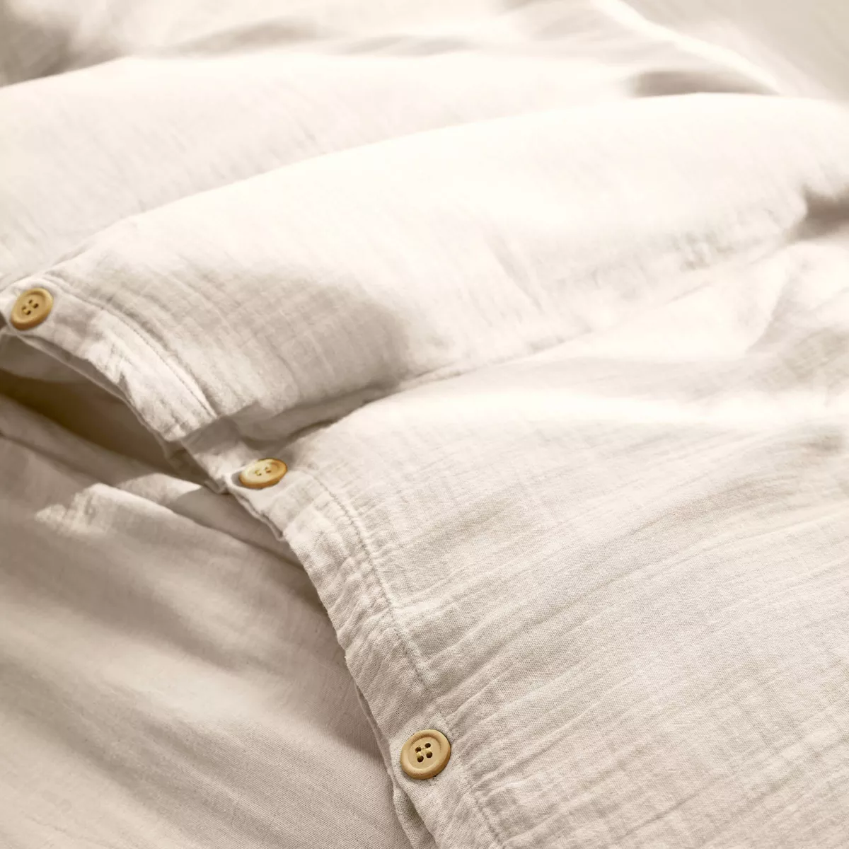 Bettbezug aus Baumwoll-Gaze (200 cm) Gaïa Beige 2