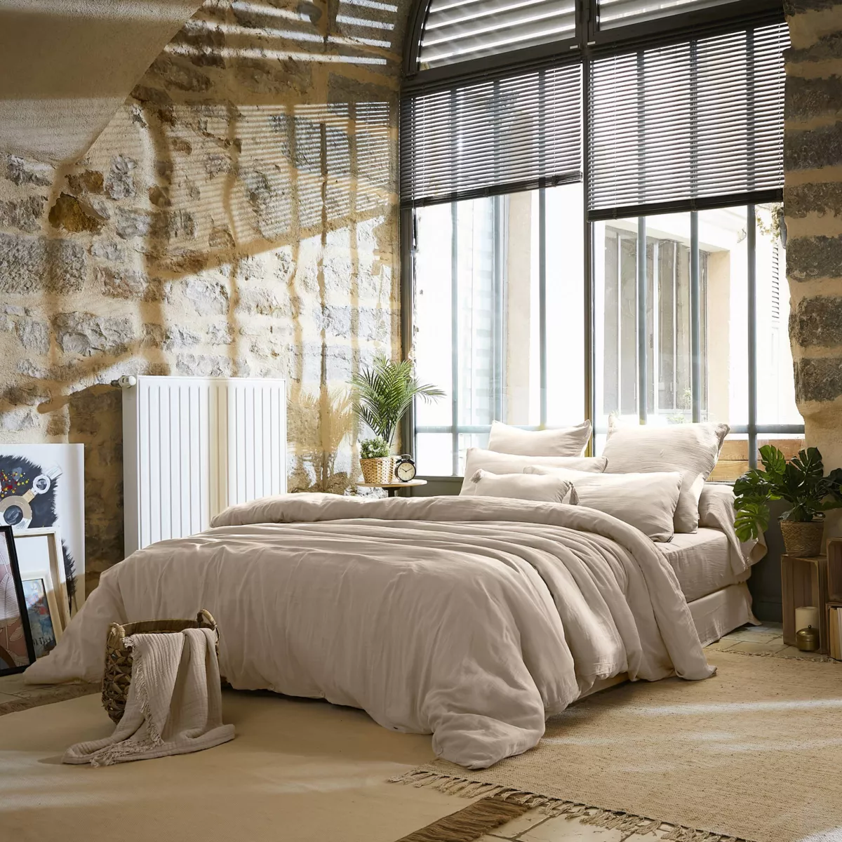 Housse de couette gaze de coton (200 cm) Gaïa Beige pampa