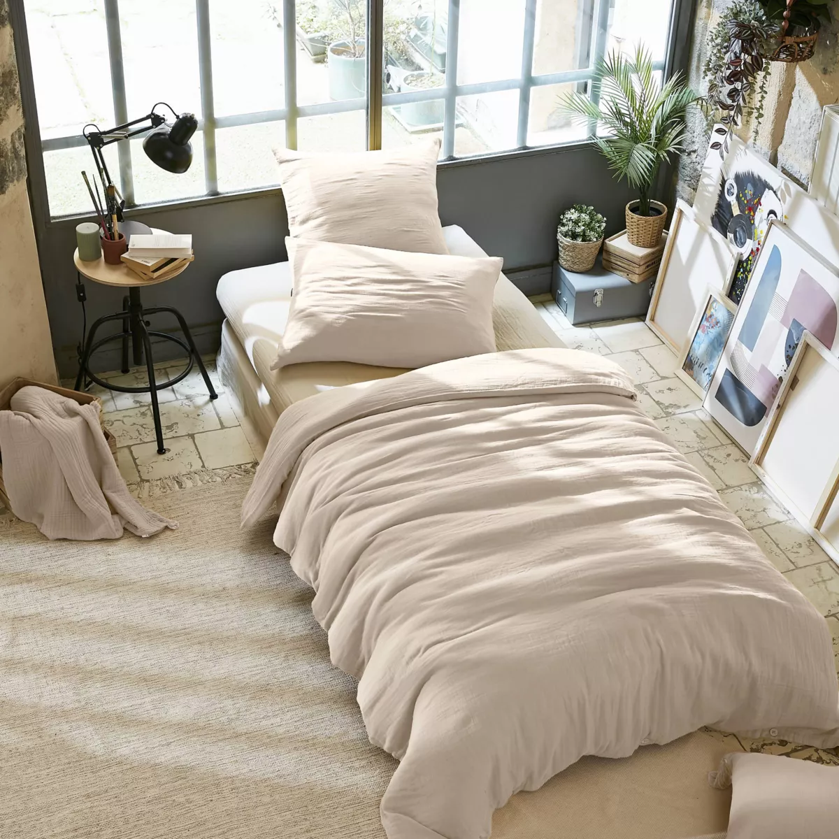 Copripiumino garza di cotone (140 cm) Gaïa Beige pampa 1