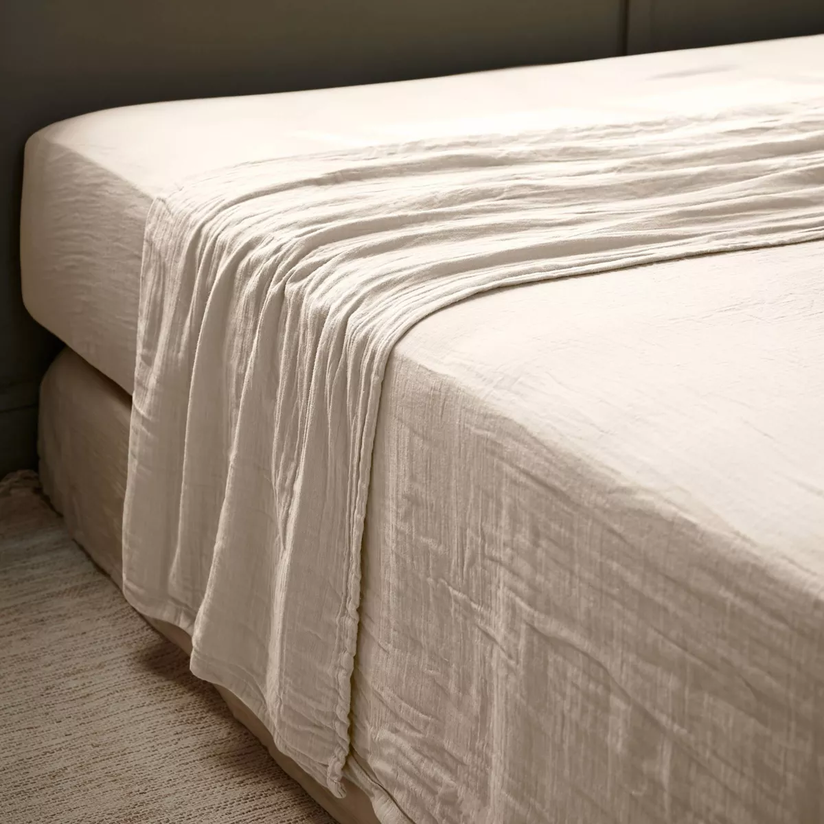 Bettlaken aus Baumwoll-Gaze (270 cm) Gaïa Beige 1