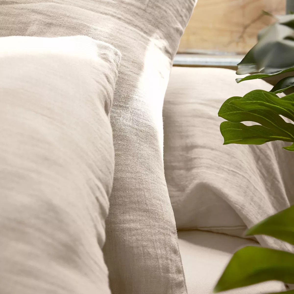 Musselin-Nackenrollenbezug (L185 cm) Gaïa Beige