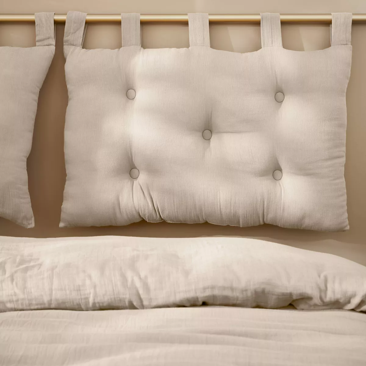 Testata letto garza di cotone (80 cm) Gaïa Beige pampa 1
