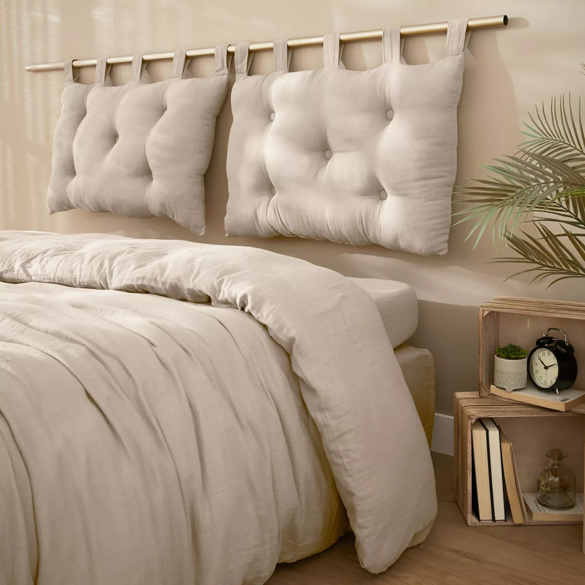 Tête de lit coussin gaze de coton (80 x 50 cm) Gaïa Beige pampa