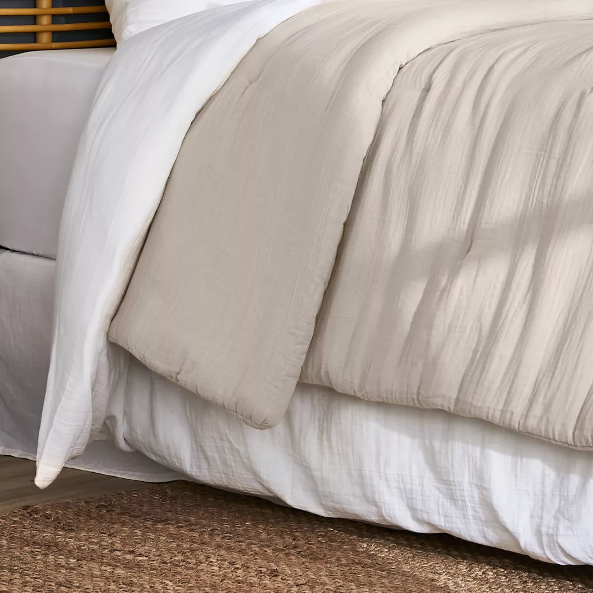 Couvre-lit gaze de coton (240 x 220 cm) Gaïa Beige pampa