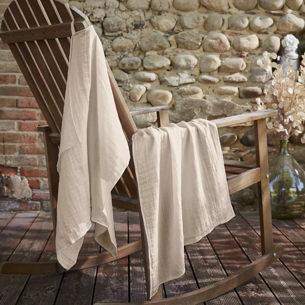 Set van 2 handdoekjes Katoengaas (70 cm) Gaïa Beige 1