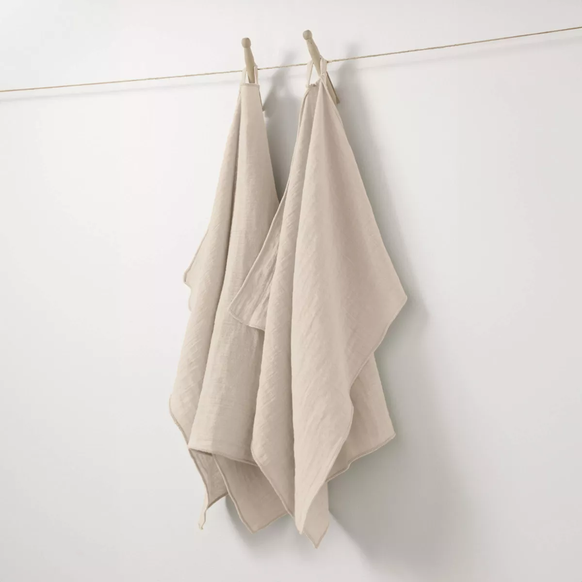 2er Set Musselin-Handtücher (50 x 70 cm) Gaïa Beige