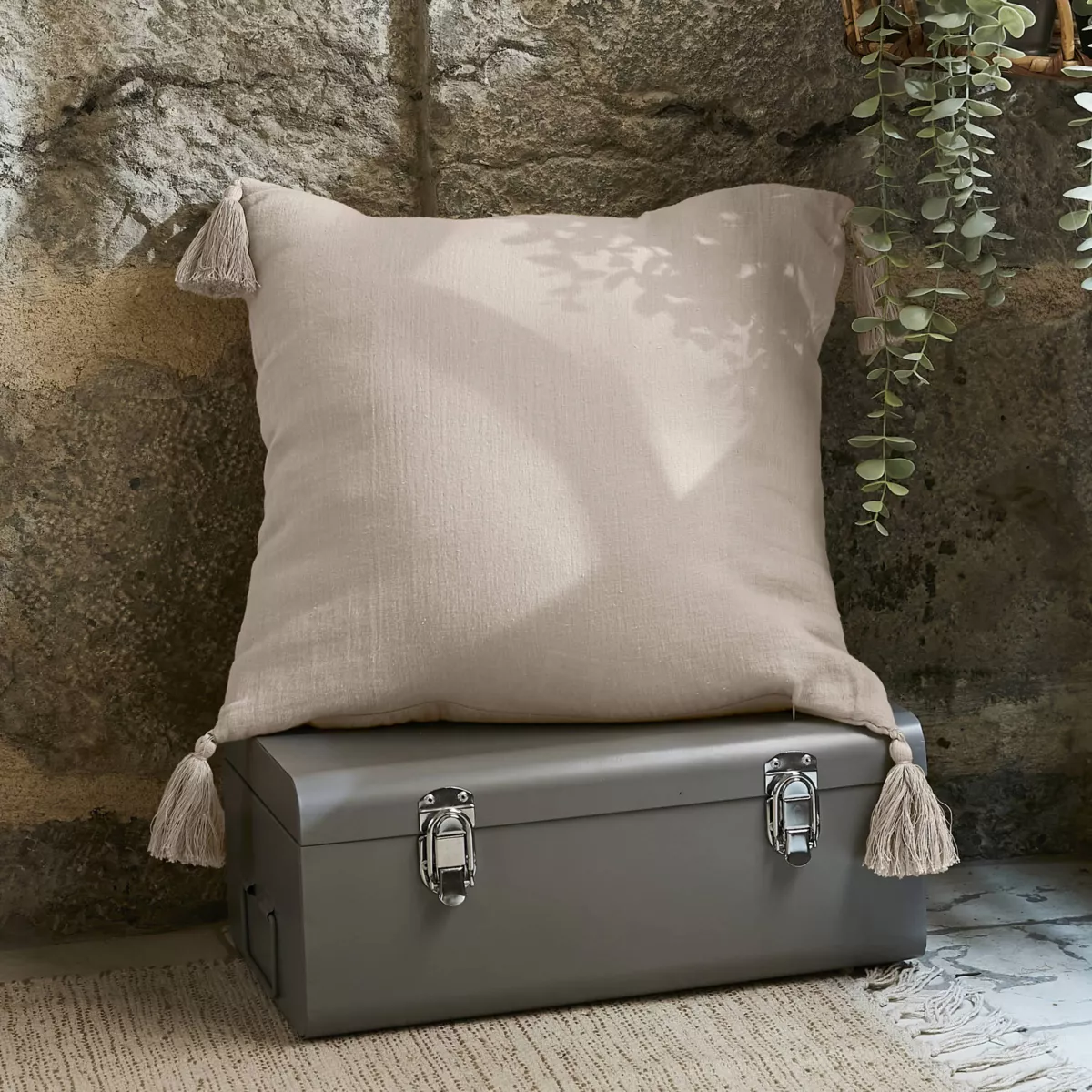 Cuscino quadrato garza di cotone (40 cm) Gaïa Beige pampa 1