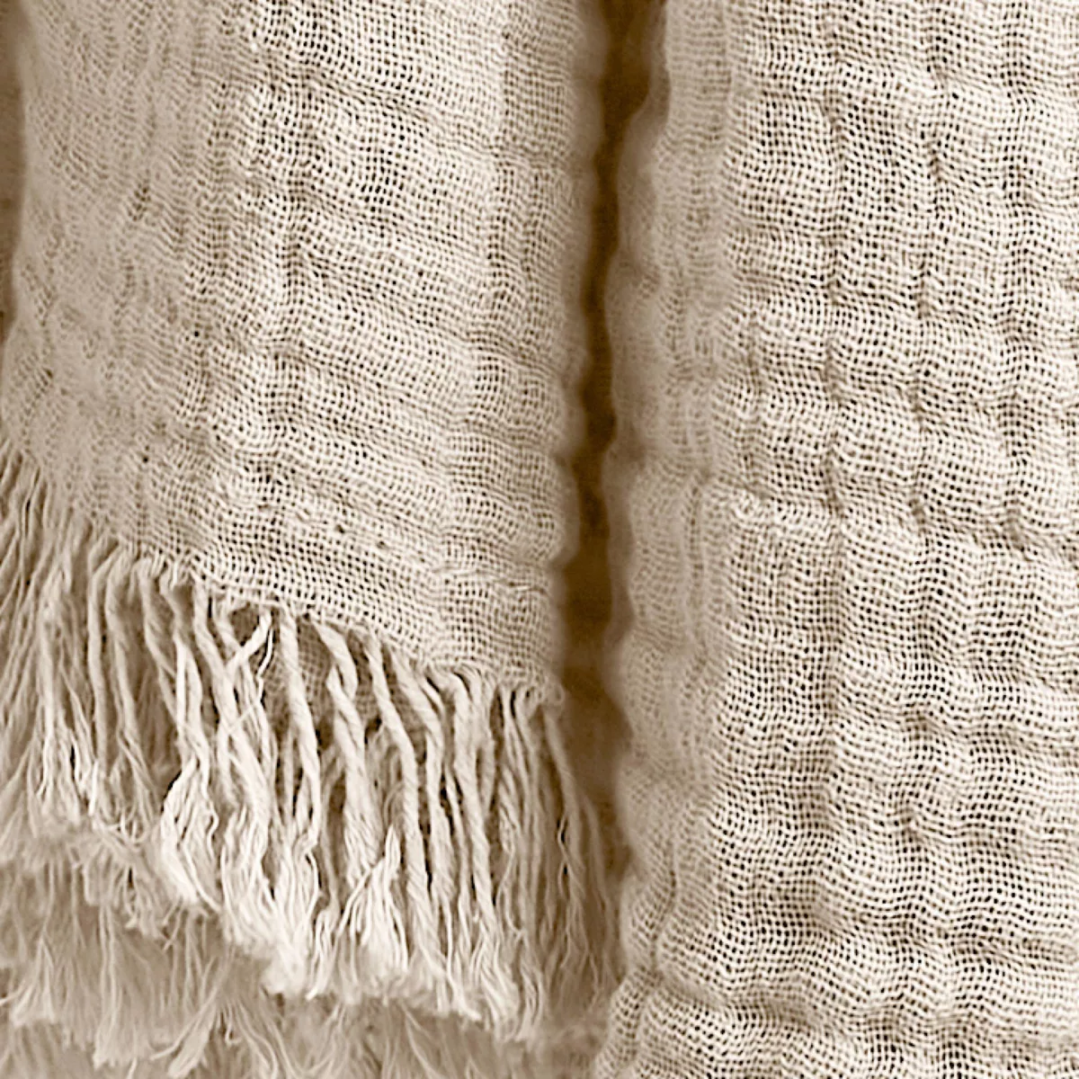 Manta en gasa de algodón (160 cm) Gaïa Beige pampa 2