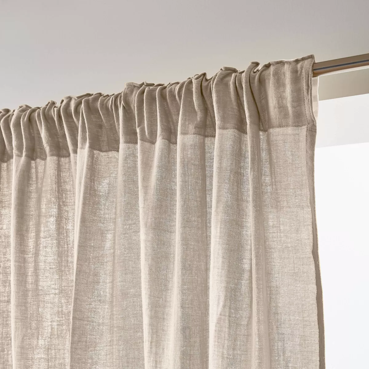 Cortina de gasa de algodón cinta fruncidora (180 x 240 cm) Gaïa Beige pampa