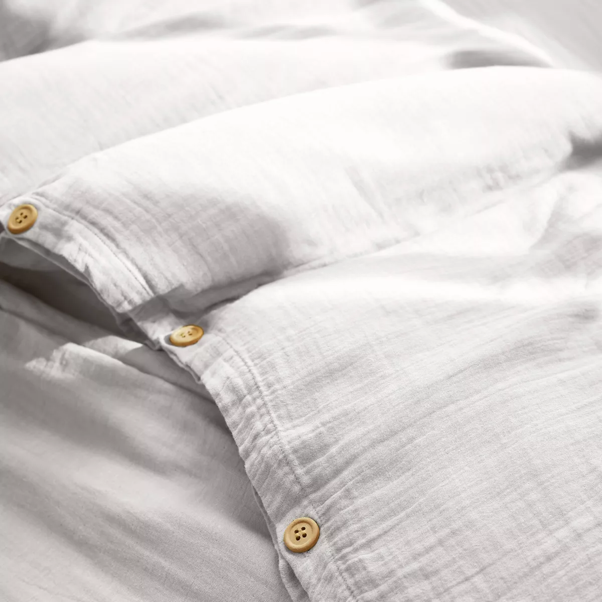 Housse de couette gaze de coton (240 cm) Gaïa Gris nuage 2