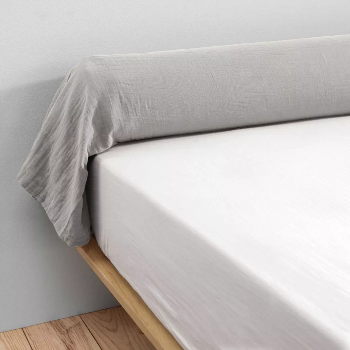 Taie de traversin gaze de coton (L185 cm) Gaïa Gris nuage 3