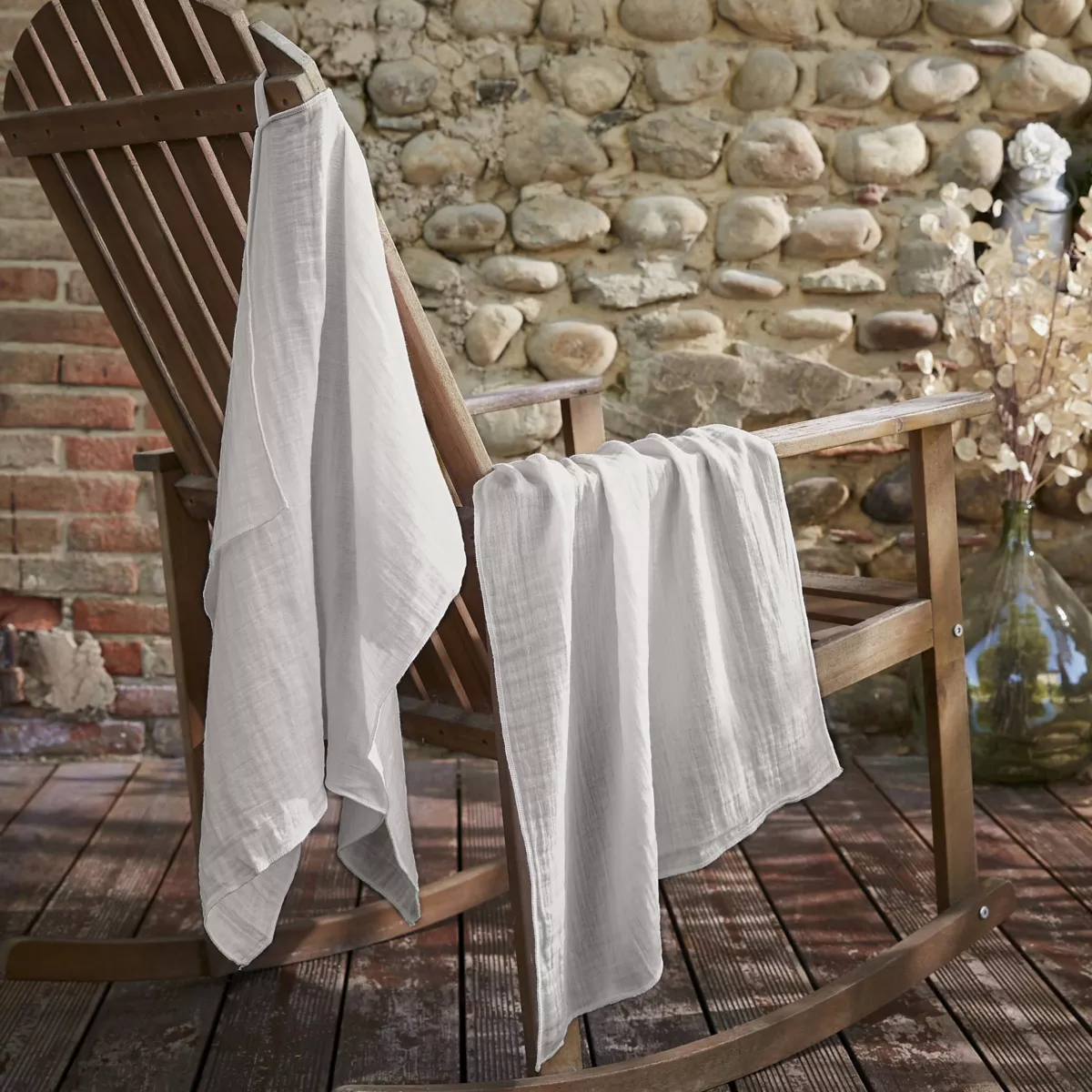 Lot de 2 essuie-mains gaze de coton (70 cm) Gaïa Gris nuage