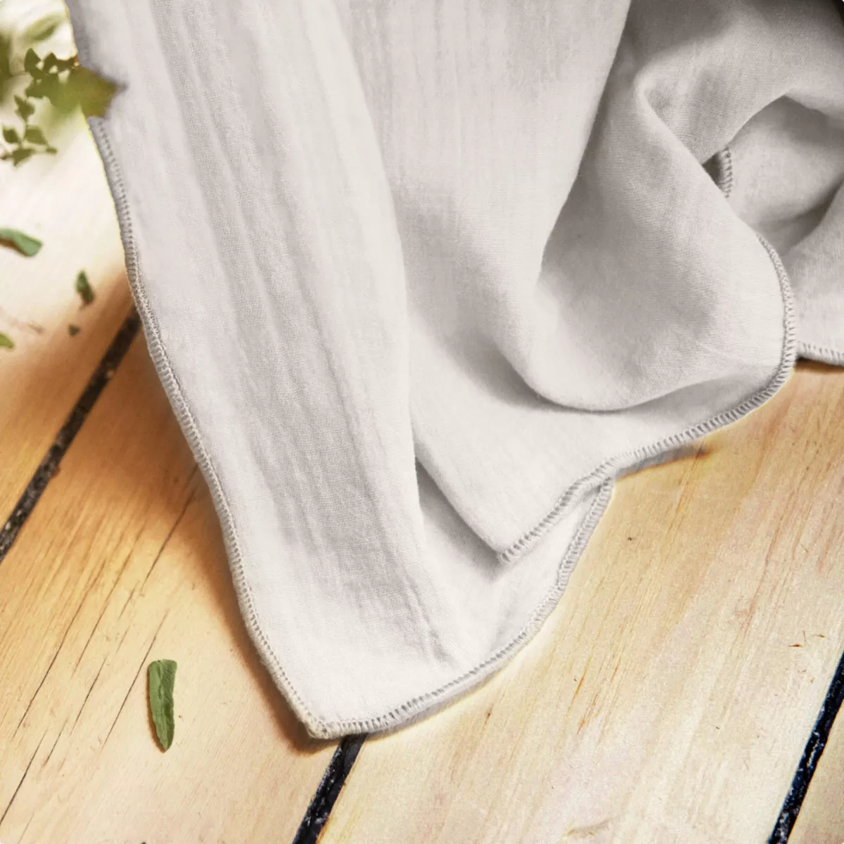 Mantel rectangular en gasa de algodón (L250 cm) Gaïa Gris nube