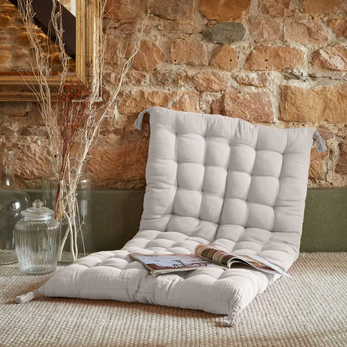 Bomuldsgaze gulvmadras (60 x 120 cm) Gaïa Grå sky