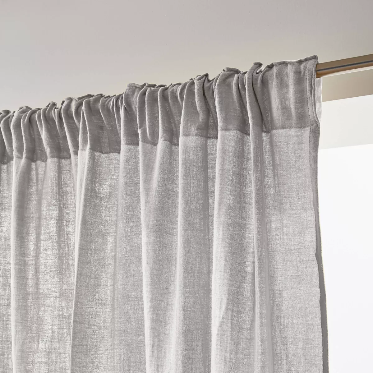 Tenda in  garza di cotone a passanti nascosti (180 x 240 cm) Gaïa Grigio nuvola